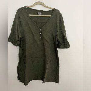 Chico’s tunic style military green blouse